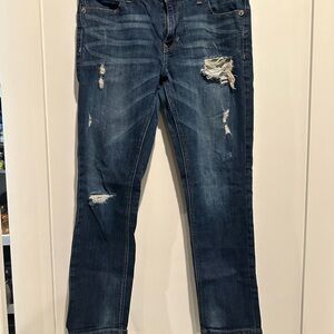 Express girlfriend size 8 distressed dark wash